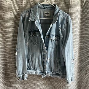 Old Navy distressed light wash denim jacket